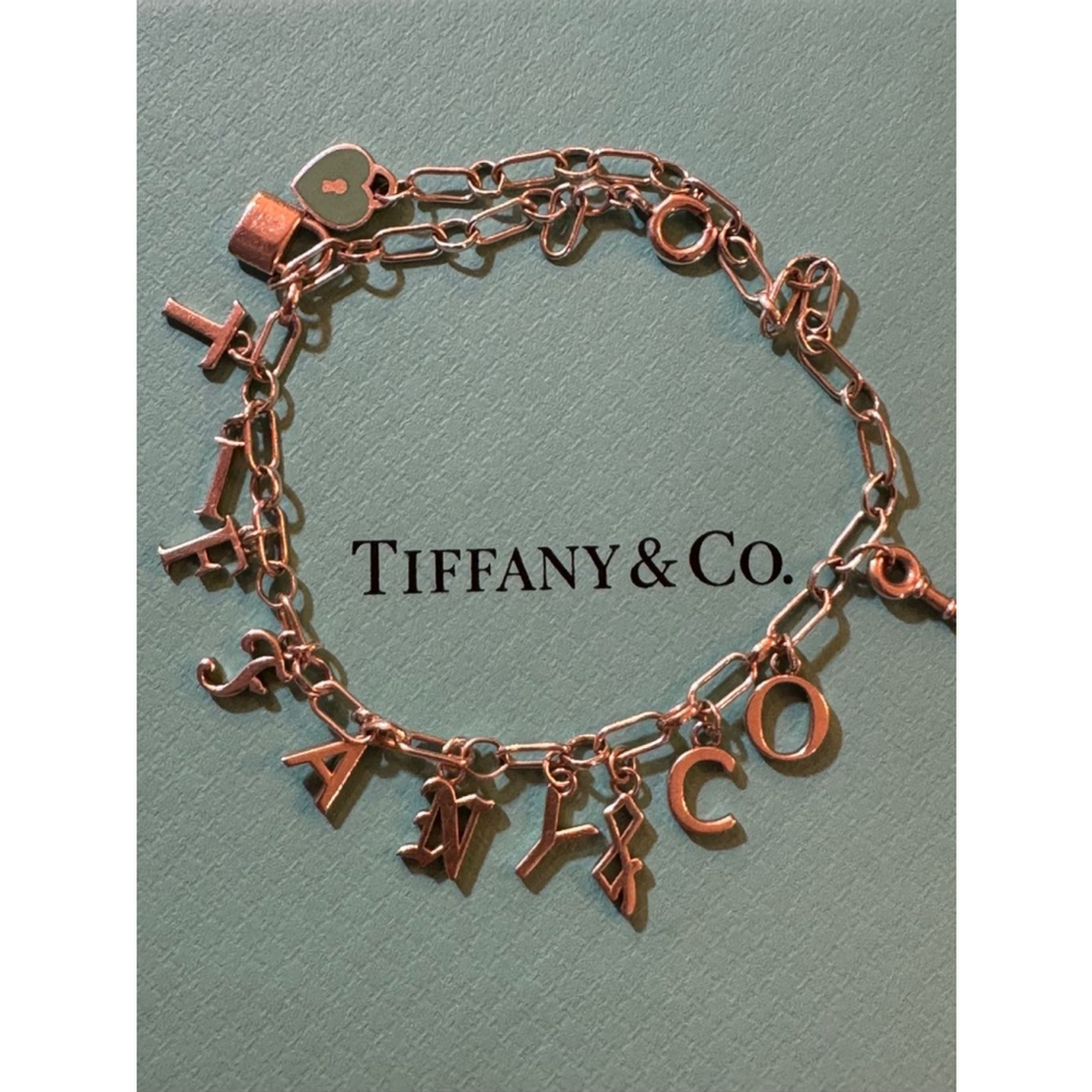 Tiffany and Co letter charm bracelet enamel heart